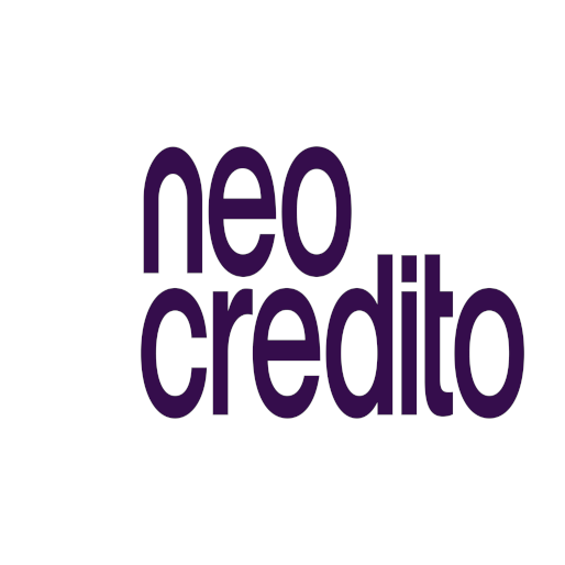 Logotipo da instituição Neo Credito com tipografia moderna na cor roxa sobre fundo branco.