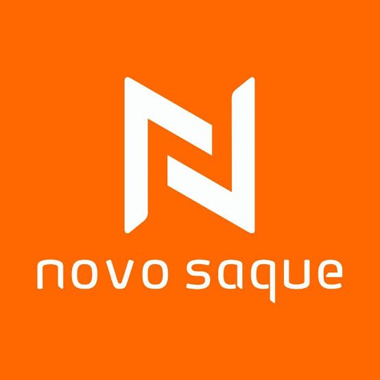 Logotipo da Novo Saque com um ícone estilizado da letra "N" em branco sobre um fundo laranja vibrante.